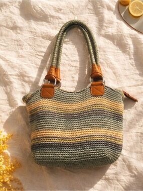 The Sak Woven Shoulder Bag Boho Crochet Tote Multicolor Festival